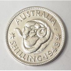 AUSTRALIA 1943 . ONE 1 SHILLING . VARIETY . S OVER D